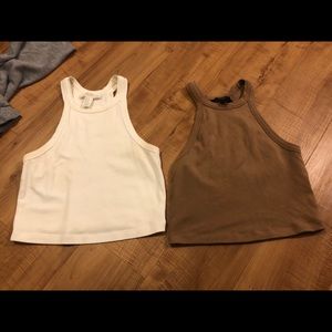 Two identical halter tops